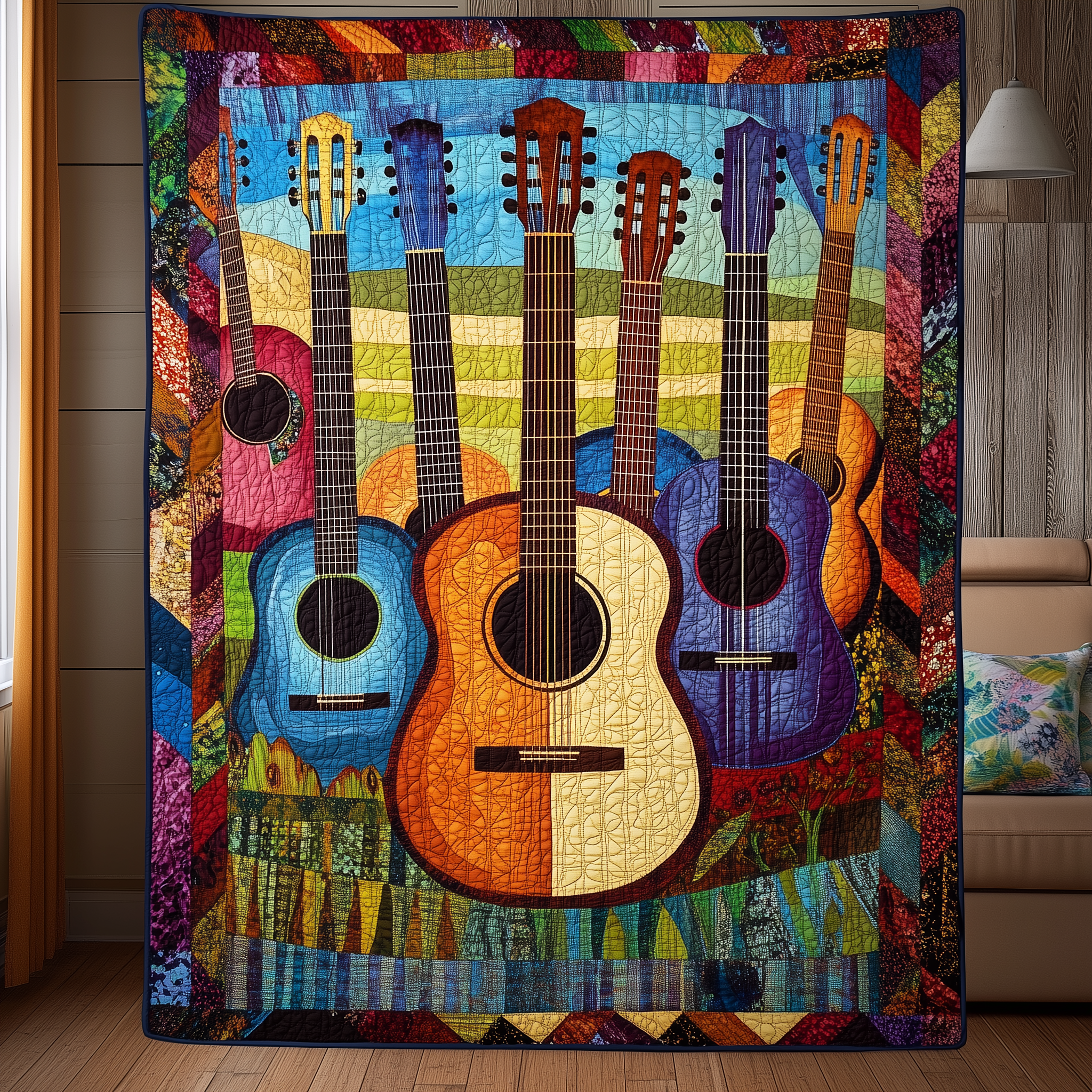 Acoustic Guitars Hamorny Quilted Blanket Christmas Gift For Guitar Teacher