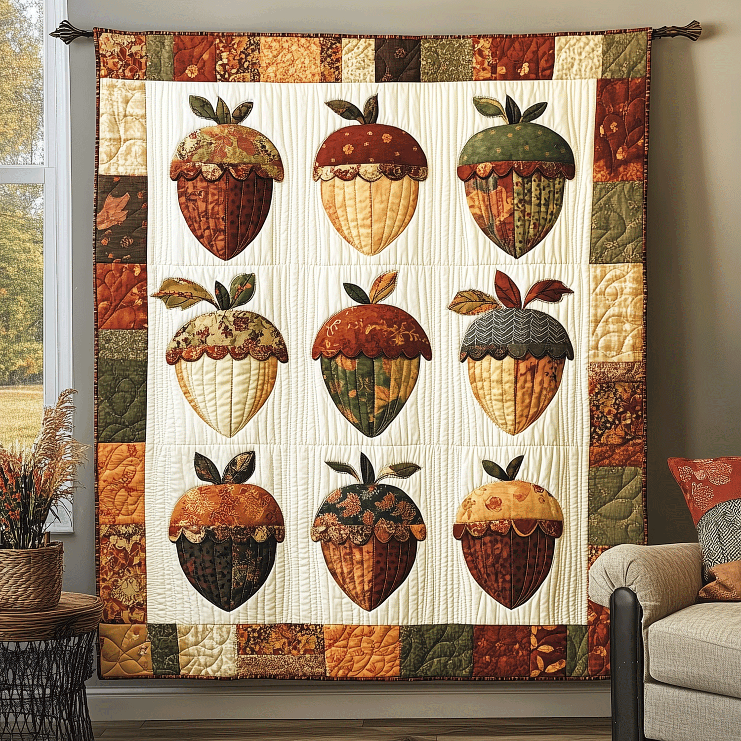 Acorn Harvest Quilted Blanket Gifts For Lovers