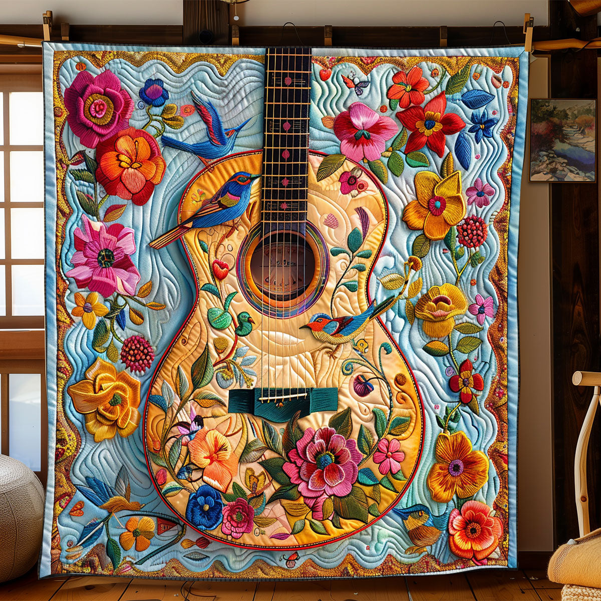 Acoustic Guitar Quilt Blanket Christmas Gift Ideas For Guitarists