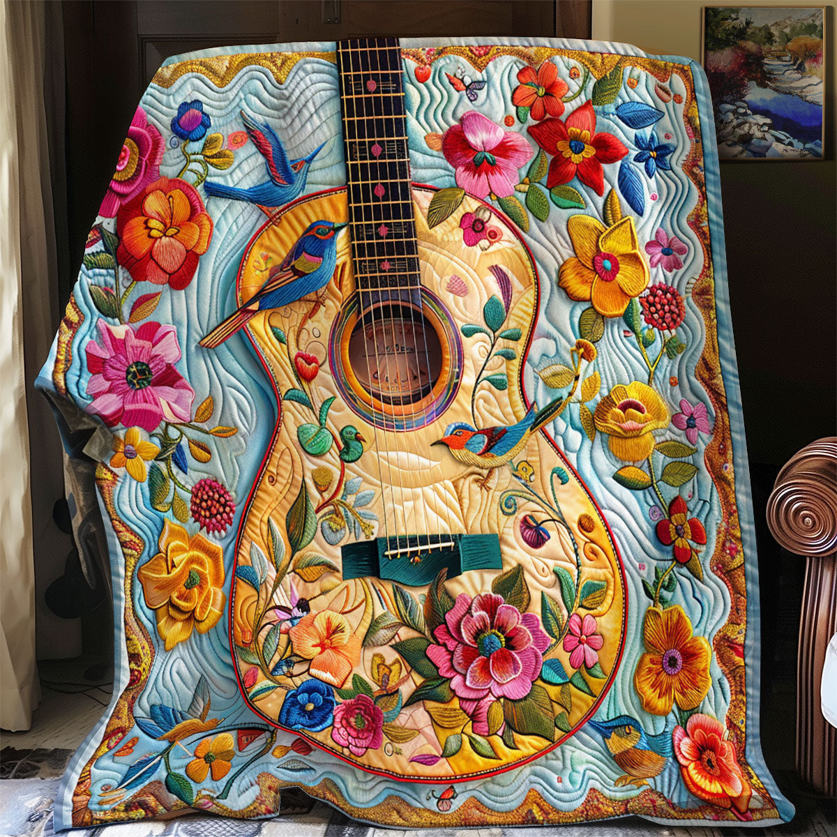 Acoustic Guitar Quilt Blanket Christmas Gift Ideas For Guitarists